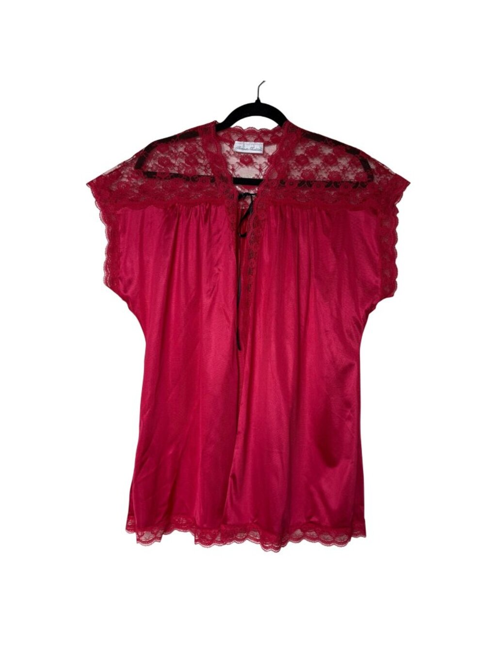 VTG Romantic Traditions Red Polyester & Lace Short Nightgown USA Red Sz M NWT